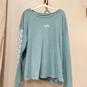 RVCA Women's Teal Sweatshirt with White Accents